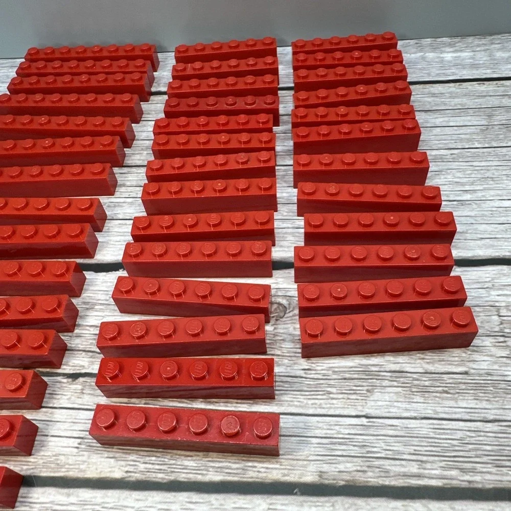 Lego Parts Pieces 1x6 & 1x8 Red Bricks Lot Of 44 - Picture 4 of 5
